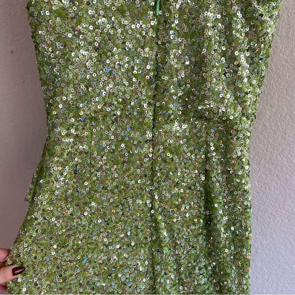 Dress The Population Kai Strapless Sequin Gown Dress Size S Lime Green New - Picture 5 of 15